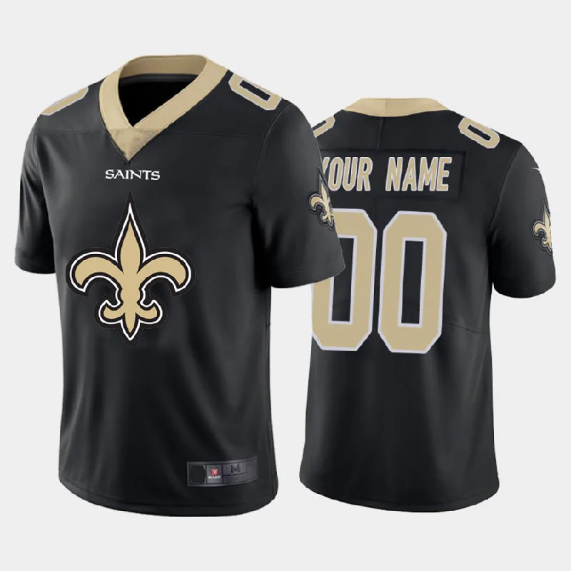 NBA player jerseys with official prints -Custom NO.Saints Black Team Big Logo Vapor Untouchable Limited Jersey American Jerseys Stitched Jersey Football Jerseys