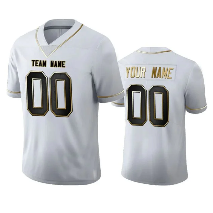 NBA jerseys with name and number customization -Custom D.Broncos Any Team and Number and Name White Golden Edition Stitched Jersey American Football Jerseys