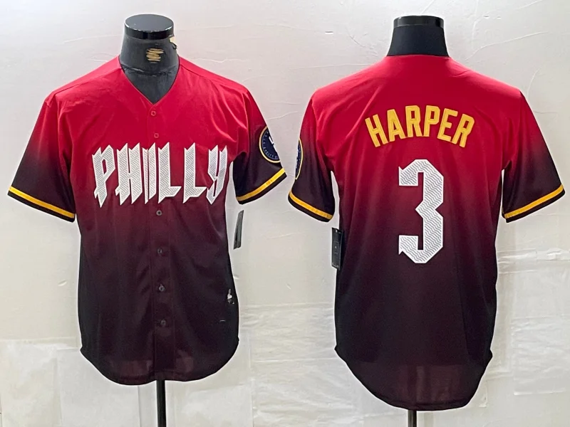 NBA jerseys with team slogans -Philadelphia Phillies #3 Bryce Harper Red 2024 City Cool Base Baseball Jersey