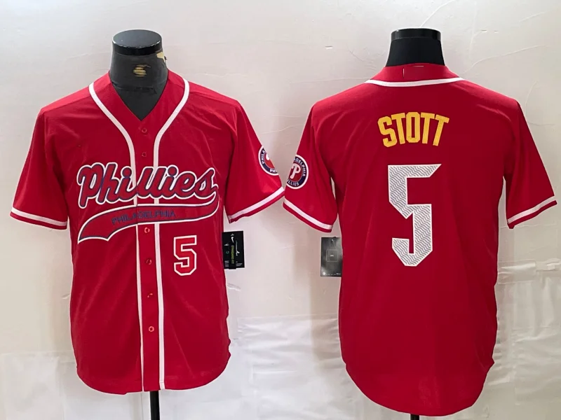 NBA playoff jerseys -Philadelphia Phillies #5 Bryson Stott Number Red Cool Base Stitched Baseball Jerseys