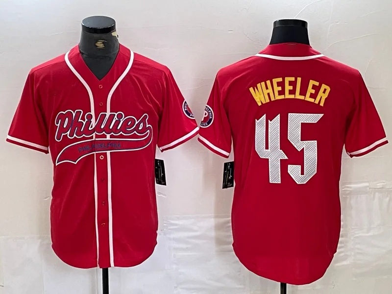 Official NBA jerseys for sale -Philadelphia Phillies #45 Zack Wheeler Red Cool Base Stitched Baseball Jersey