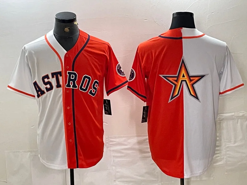 NBA jerseys with vintage style -Houston Astros Blank Orange White Split Stitched Baseball Jerseys