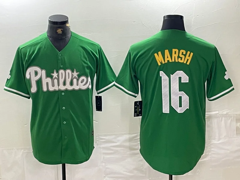 Comfortable NBA jerseys for all ages -Philadelphia Phillies #16 Brandon Marsh Green 2024 City Connect Stitched Baseball Jersey