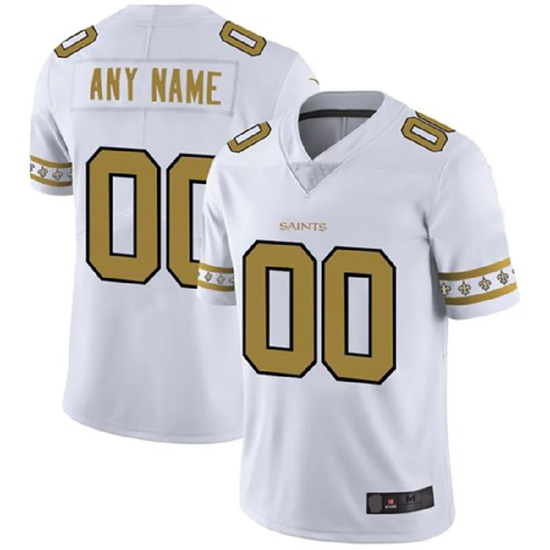 NBA jerseys with updated logos for 2025 season -Custom NO.Saints White Team Logo Vapor Limited Jersey American Stitched Jersey Football Jerseys