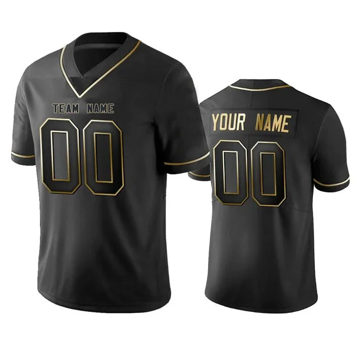 NBA team jerseys with player names -Custom C.Bears Any Team and Number and Name Black Golden Edition American Jerseys Stitched Jersey Football Jerseys