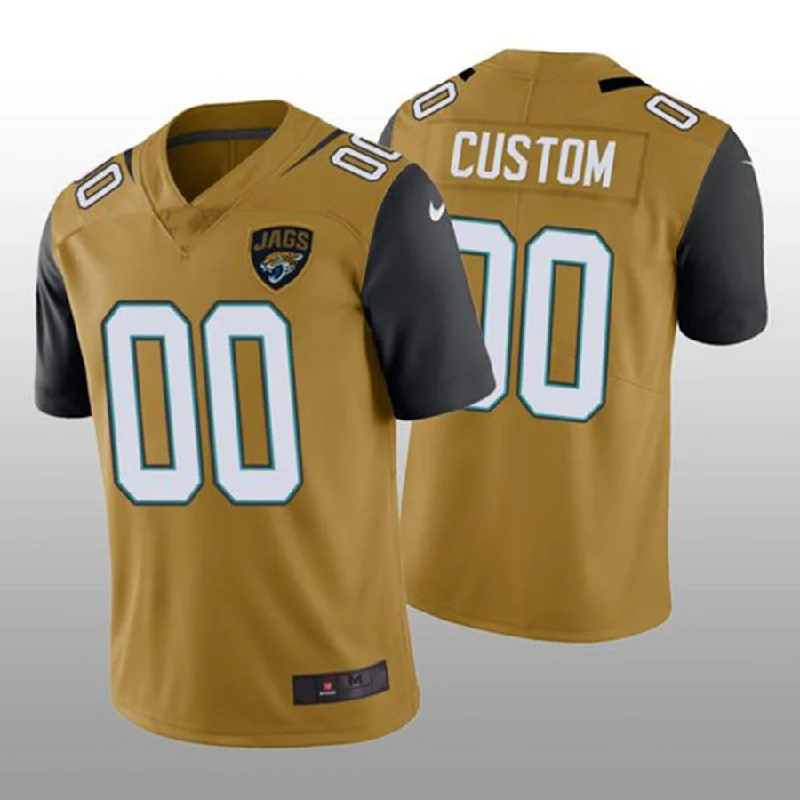 NBA team jerseys for everyday use -Custom J.Jaguars Gold Color Rush Limited Jersey Stitched American Football Jerseys