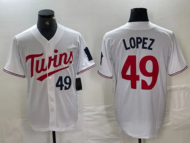 NBA team jerseys with player names -Minnesota Twins #49 Pablo Lopez Number White Stitched Cool Base Baseball Jersey