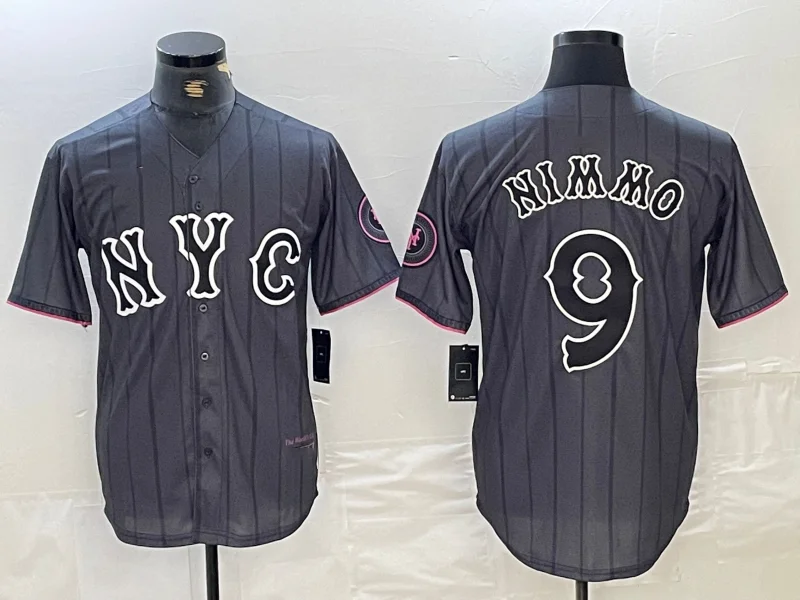 NBA jerseys for sale -New York Mets #9 Brandon Nimmo Gray 2024 City Connect Cool Base Stitched Baseball Jersey