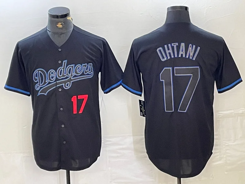 Limited-edition NBA jerseys for collectors -Los Angeles Dodgers #17 Shohei Ohtani Number Lights Out Black Fashion Stitched Cool Base  Baseball Jersey