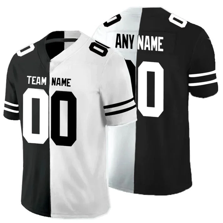 NBA jerseys with retro design -Custom W.Commanders Any Team Black And White Peaceful Coexisting American jersey Stitched Jersey Football Jerseys