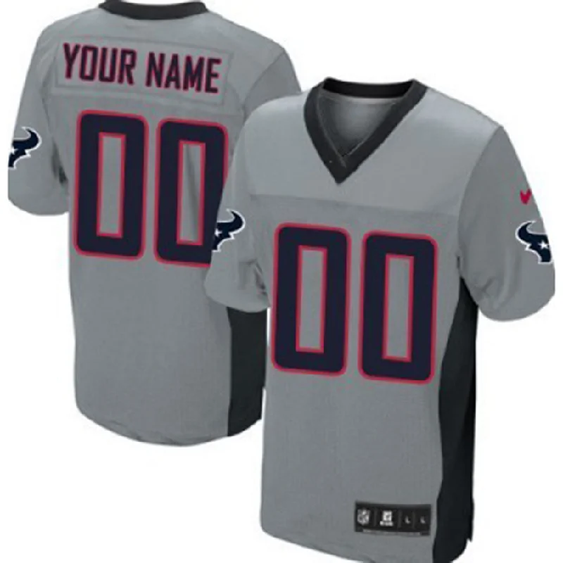 NBA jerseys with updated logos for 2025 season -Custom H.Texans Gray Shadow Elite Jersey Stitched American Football Jerseys