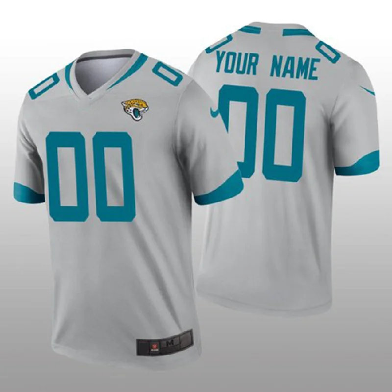 NBA jerseys for streetwear fashion -Custom J.Jaguars Silver Inverted Legend Jersey Stitched American Football Jerseys