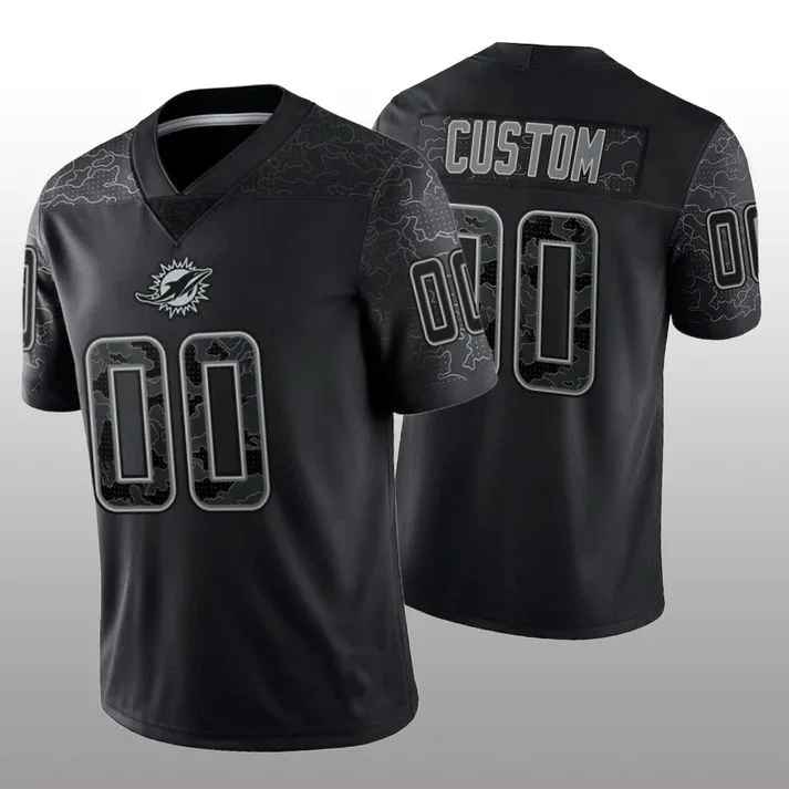 NBA jerseys with the latest player updates -Custom M.Dolphins Black RFLCTV Limited Jersey Stitched American Football Jerseys