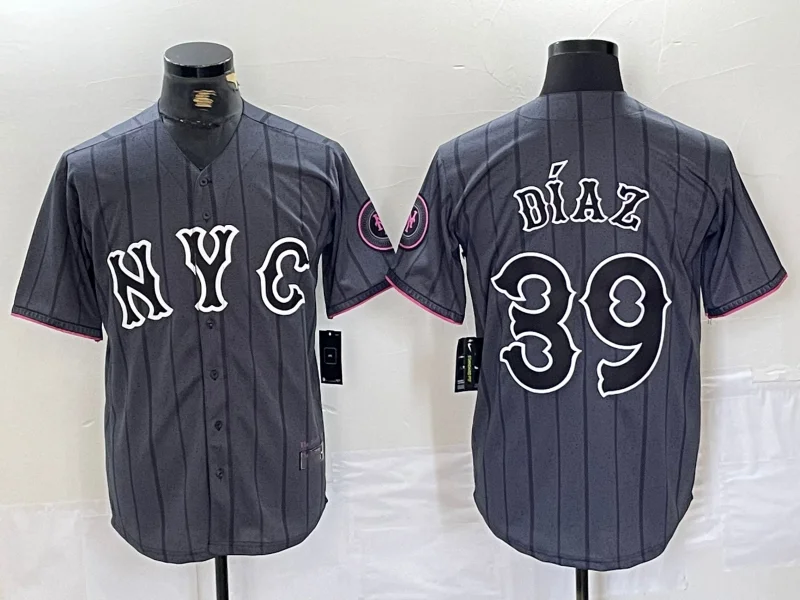 NBA home jerseys for men and women -New York Mets #39 Edwin Diaz Gray 2024 City Connect Cool Base Baseball Jersey