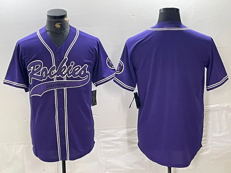 NBA jerseys with unique designs -Colorado Rockies Blank Purple With Patch Cool Base Stitched Baseball Jersey