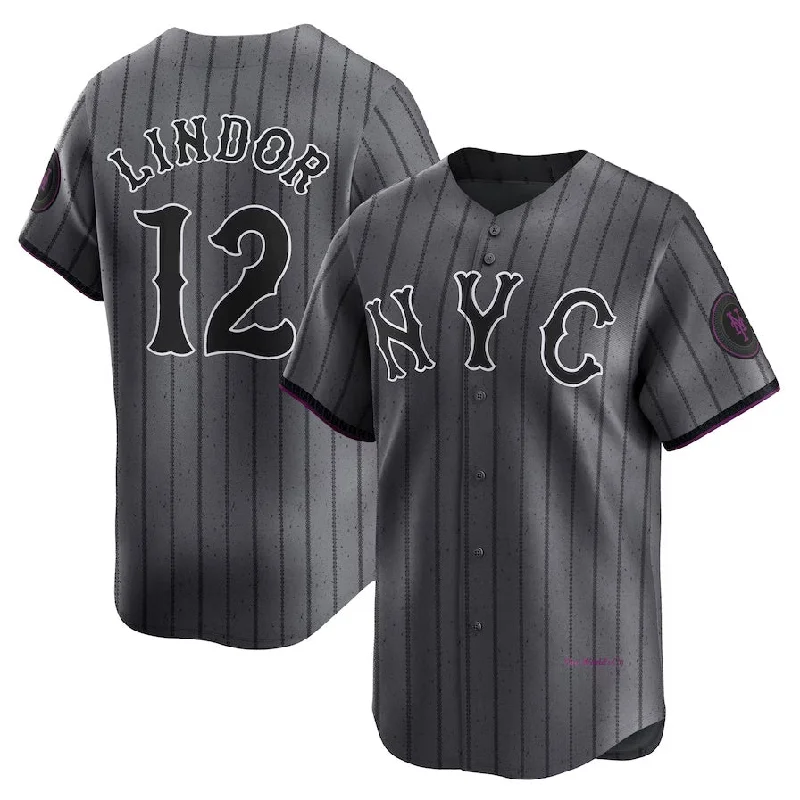 NBA jerseys for game day events -New York Mets #12 Francisco Lindor Graphite 2024 City Connect Limited Player Jersey Stitched Baseball Jersey