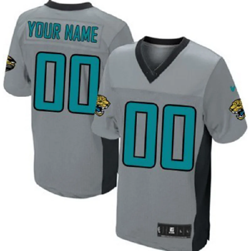 Limited-edition NBA jerseys for collectors -Custom J.Jaguars Gray Shadow Elite Jersey Stitched American Football Jerseys