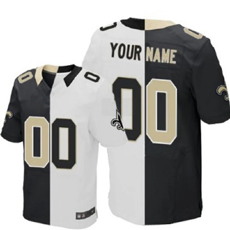 NBA jerseys with official patch -Custom NO.Saints Black-White Two Tone Elite Jersey American Jerseys Stitched Jersey Football Jerseys