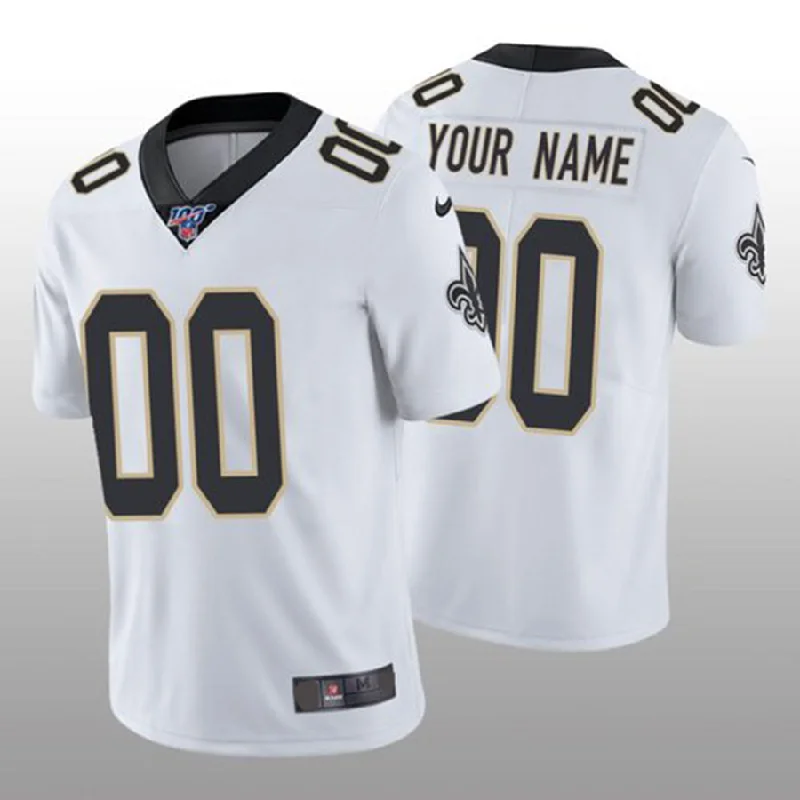 NBA jerseys for casual wear -Custom NO.Saints White Vapor Limited 100th Season Jersey American Stitched Jersey Football Jerseys