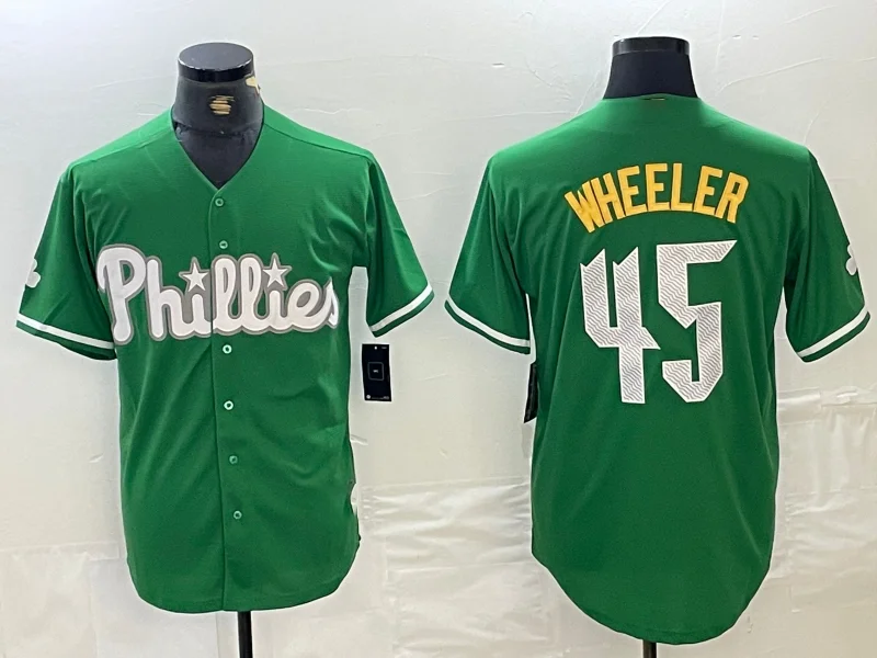 Official NBA jerseys with durable stitching -Philadelphia Phillies #45 Zack Wheeler Kelly Green Cool Base Jersey Baseball Jerseys