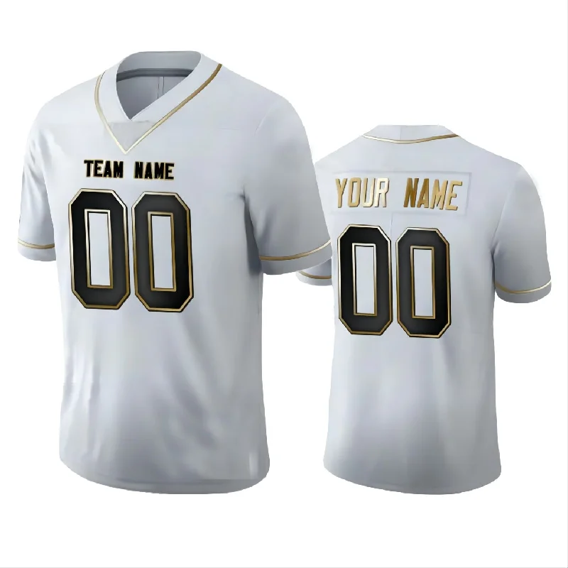 NBA throwback jerseys -Custom W.Commanders Any Team and Number and Name White Golden Edition American Jerseys Stitched Jersey Football Jerseys