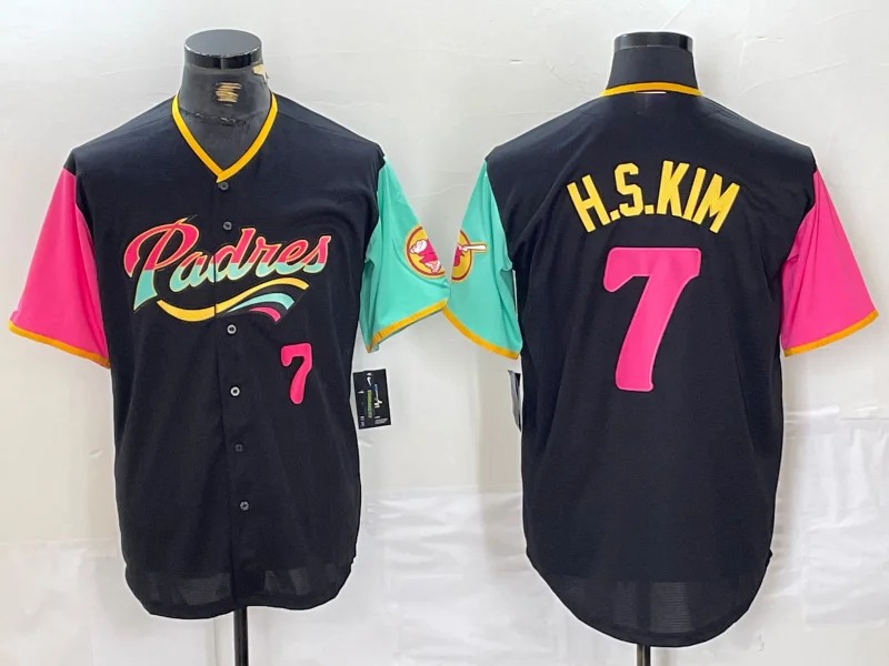 Buy NBA jerseys from popular brands -San Diego Padres #7 Ha Seong Kim Number Black NEW 2023 City Connect Cool Base Stitched Baseball Jersey