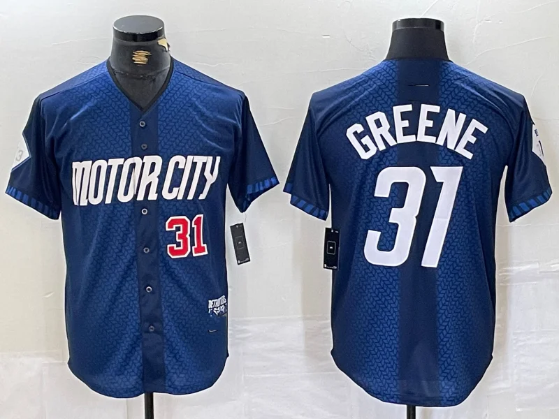 Stylish NBA jerseys for everyday wear -Detroit Tigers #31 Riley Greene Number 2024 Navy City Connect Cool Base Limited Stitched Baseball Jerseys