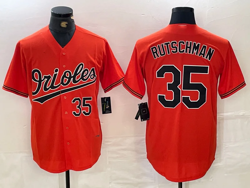 NBA game day jerseys -Baltimore Orioles #35 Adley Rutschman Number Orange Stitched Cool Base Baseball Jerseys