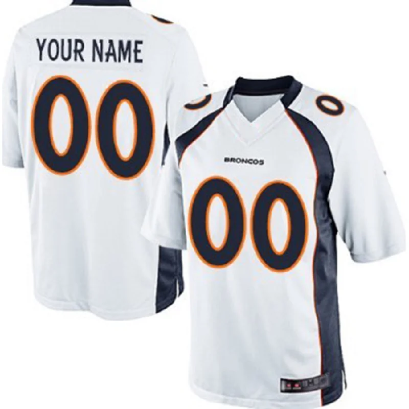 NBA jerseys for men's basketball players -Custom D.Broncos  White Limited Jersey Stitched Jersey American Football Jerseys