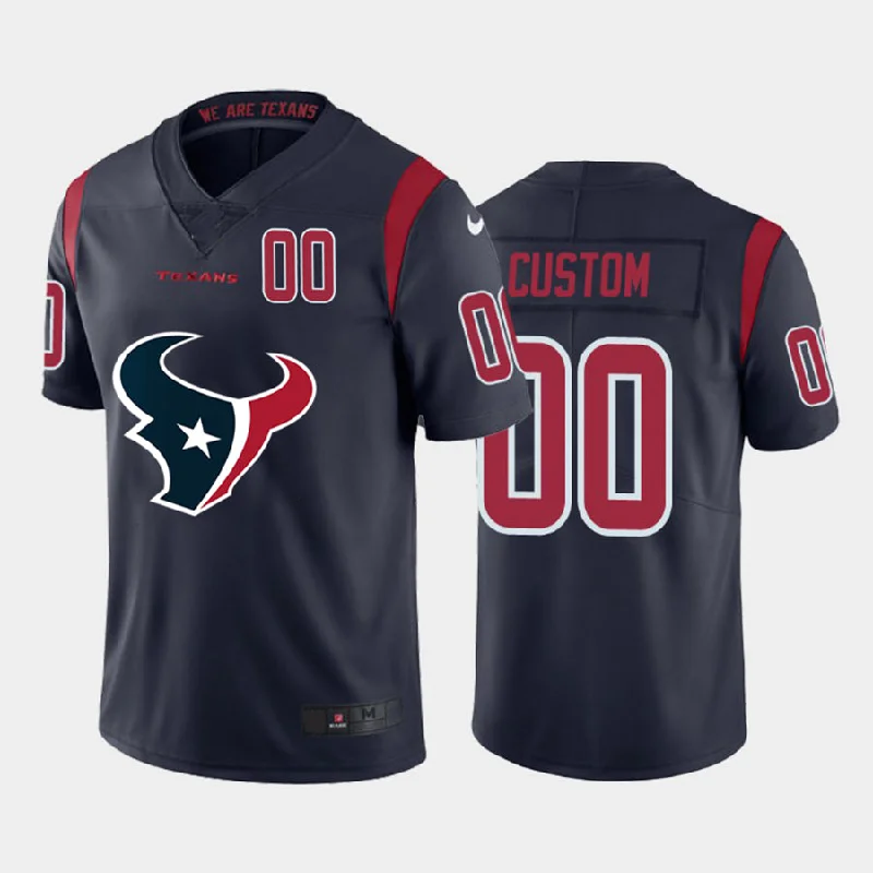 NBA jerseys with name and number customization -Custom H.Texans Navy Team Big Logo Number Color Rush Limited Jersey Stitched American Football Jerseys