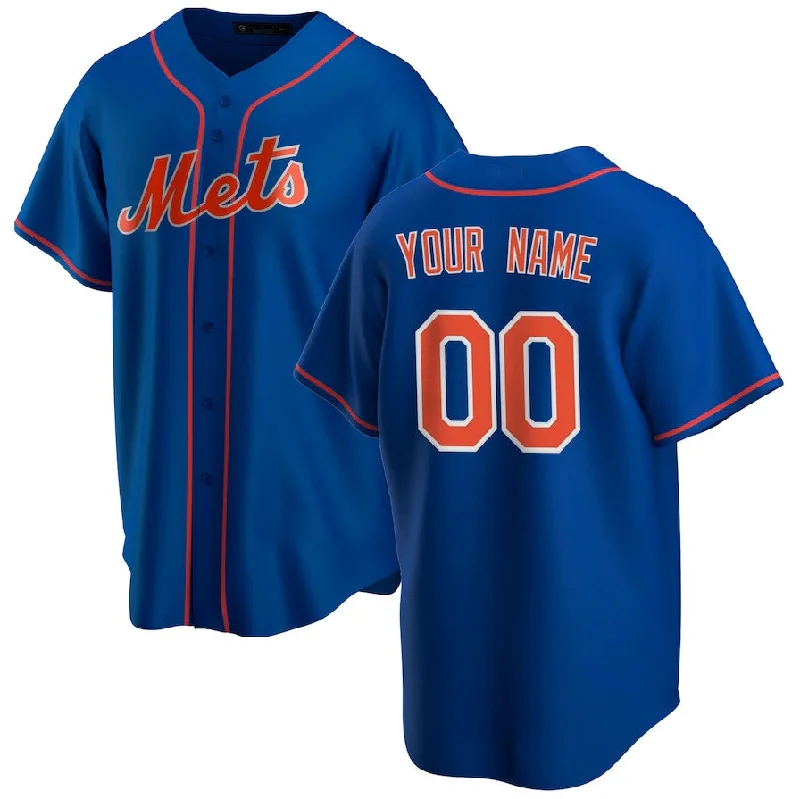 NBA jerseys with team slogans -New York Mets Royal Alternate Replica Custom Jersey Baseball Jerseys