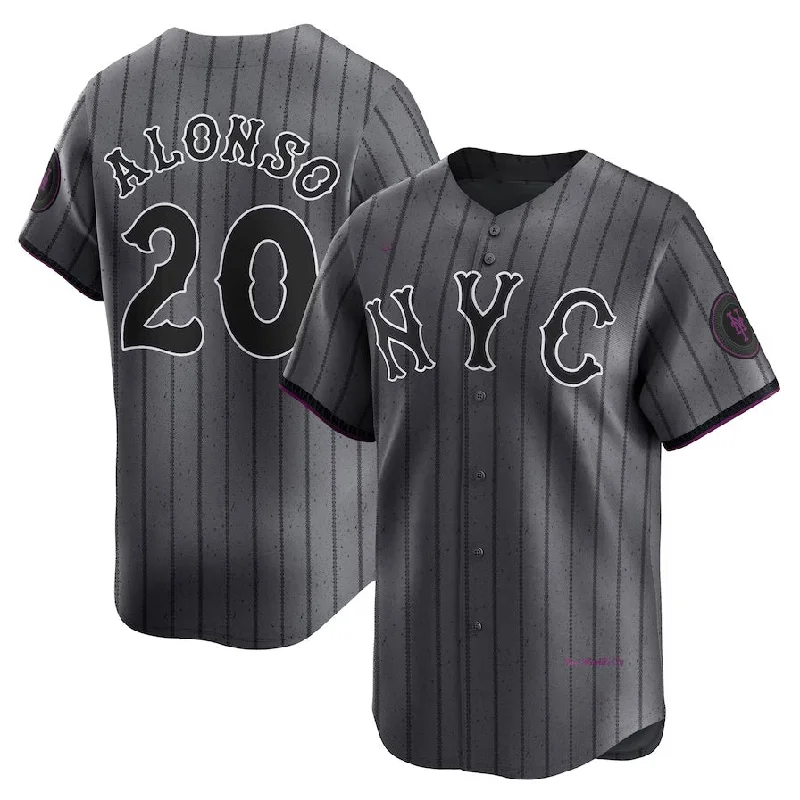 NBA jerseys with official team branding -New York Mets #20 Pete Alonso Graphite 2024 City Connect Limited Player Jersey Stitched Baseball Jersey