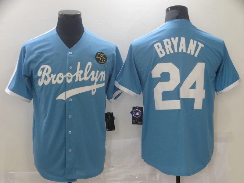 Official NBA jerseys with player updates -Los Angeles Dodgers #24 Kobe Bryant Light Blue Throwback With KB Patch Cool Base Stitched Baseball Jersey