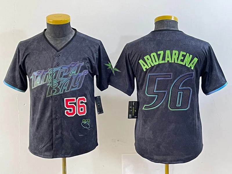 NBA team jerseys for collectors -Tampa Bay Rays #56 Randy Arozarena Number Charcoal 2024 City Connect Limited Stitched Baseball Jerseys