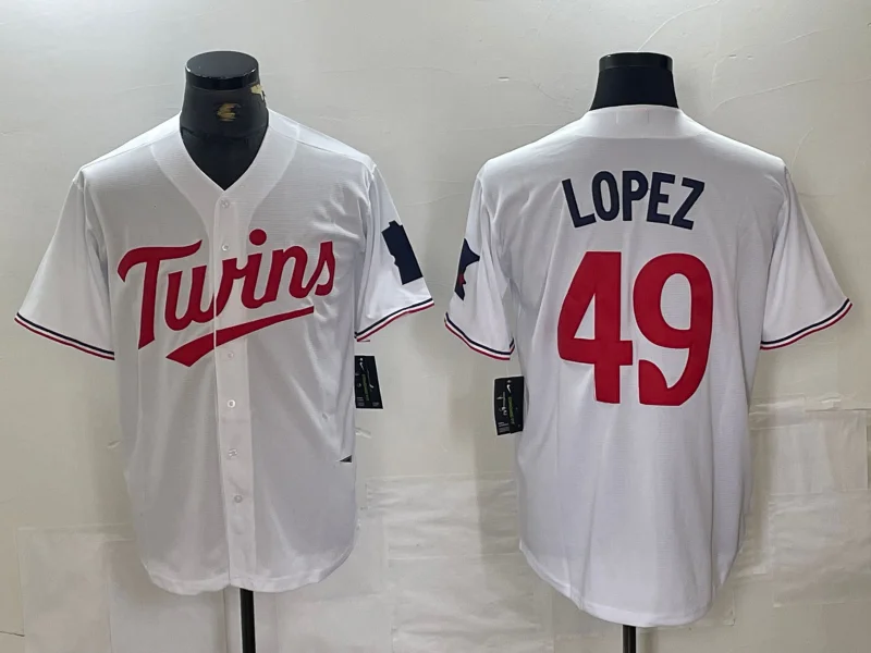 NBA jerseys for sale -Minnesota Twins #49 Pablo Lopez White Stitched Cool Base Jersey Baseball Jersey