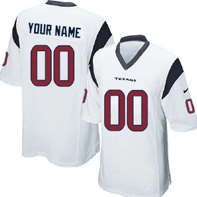 NBA jerseys with custom graphics -Custom H.Texans White Game Jersey Stitched American Football Jerseys