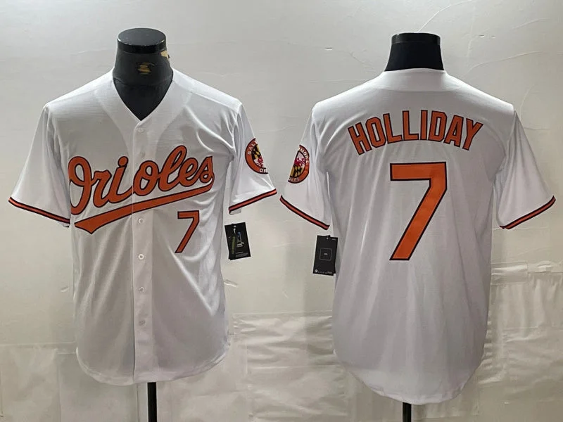 Buy NBA jerseys online with fast shipping -Baltimore Orioles #7 Jackson Holliday Number White Limited Cool Base Stitched Baseball Jersey