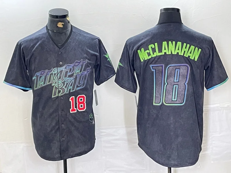 NBA basketball jerseys with team colors -Tampa Bay Rays #18 Shane McClanahan Number Charcoal 2024 City Connect Limited Stitched Baseball Jerseys