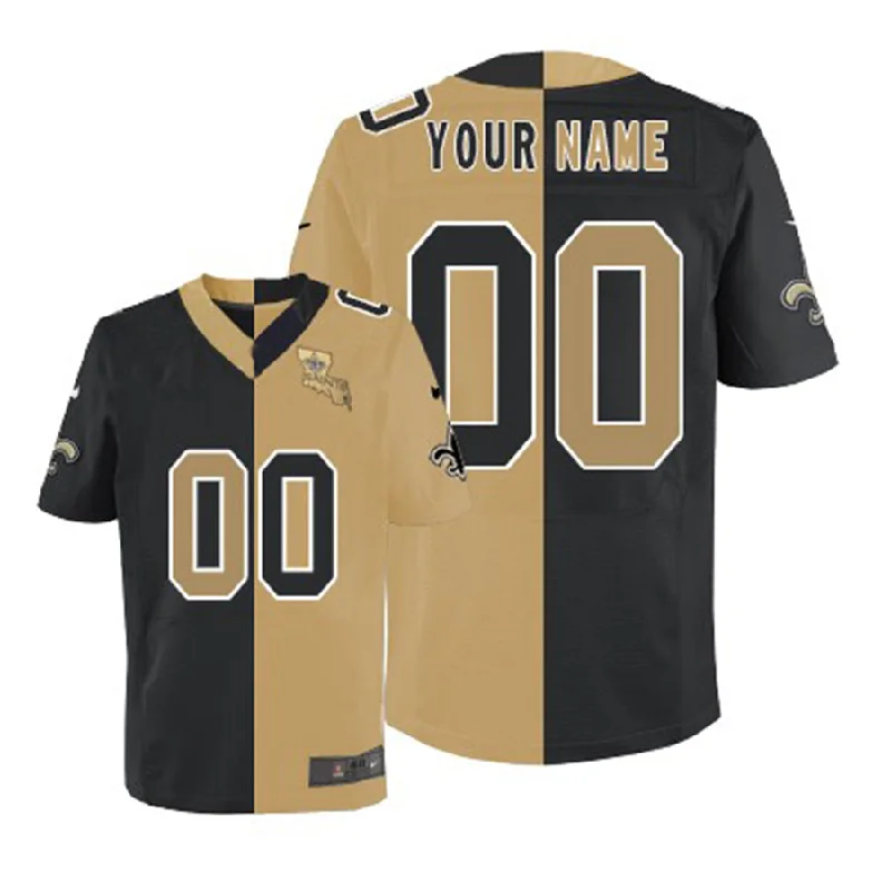 Best NBA jerseys for fans -Custom NO.Saints Elite Team Gold Two Tone Jersey American Jerseys Stitched Jersey Football Jerseys