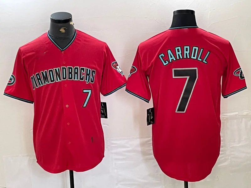 NBA jerseys with player updates for 2025 -Arizona Diamondbacks #7 Corbin Carroll Red 2024 Cool Base Stitched Baseball Jersey