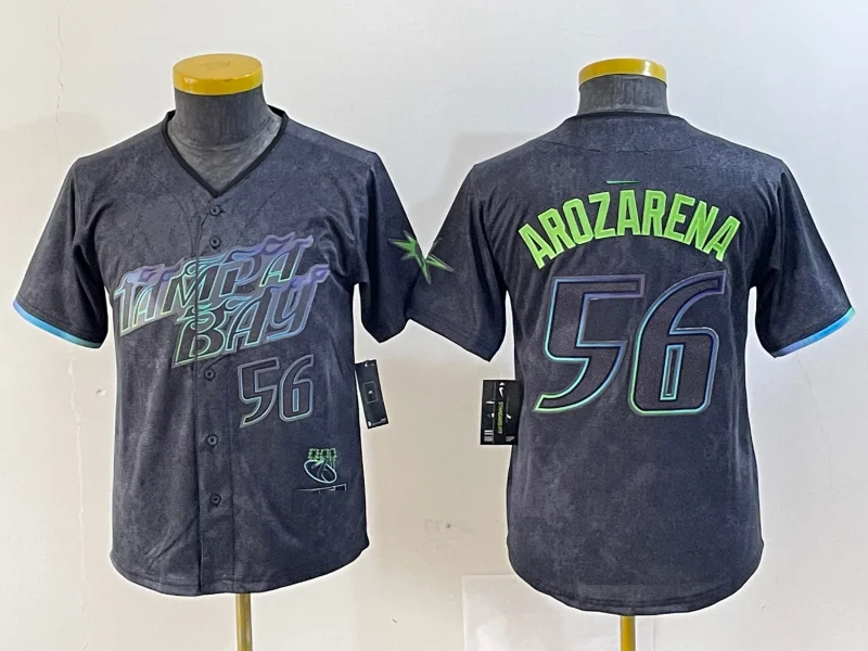 NBA jerseys for youth players -Tampa Bay Rays #56 Randy Arozarena Number Charcoal 2024 City Connect Limited Stitched Baseball Jerseys