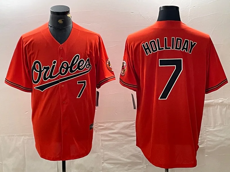 NBA jerseys for men's basketball players -Baltimore Orioles #7 Jackson Holliday Number Orange Limited Cool Base Stitched Baseball Jersey