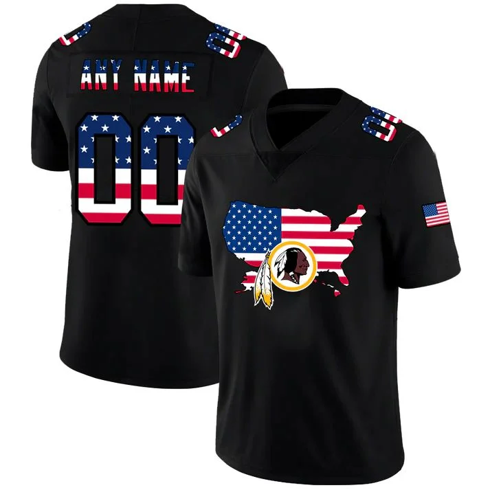 NBA jerseys with official patch -Custom W.Commanders Black Limited Fashion Flag Stitched Jersey Football Jerseys