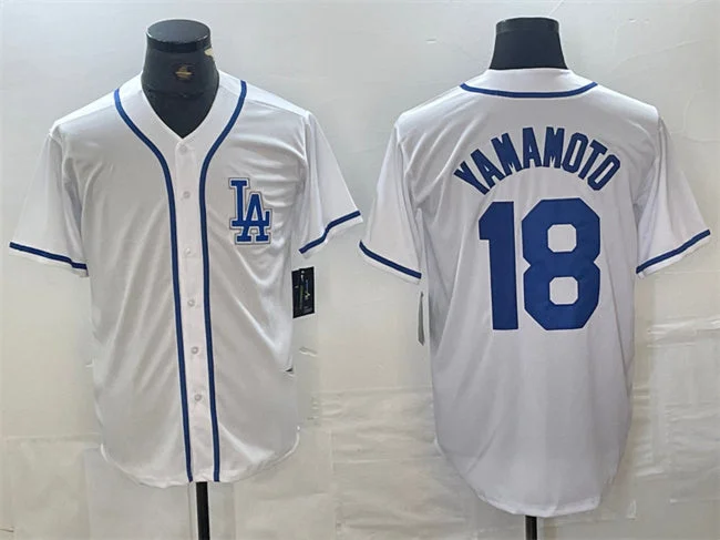 NBA jerseys for game day events -Los Angeles Dodgers #18 Yoshinobu Yamamoto White Cool Base Stitched Baseball Jersey