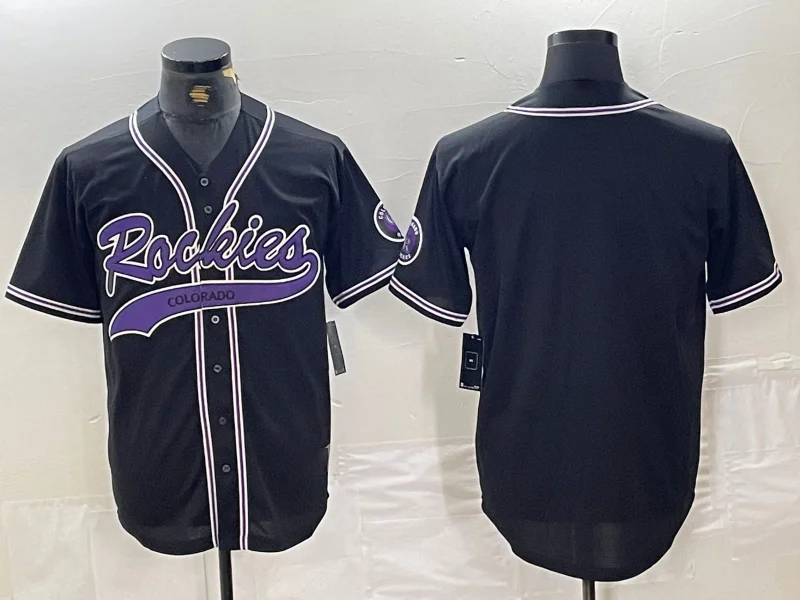 NBA jerseys with embroidered logo -Colorado Rockies Blank Black With Patch Cool Base Stitched Baseball Jersey