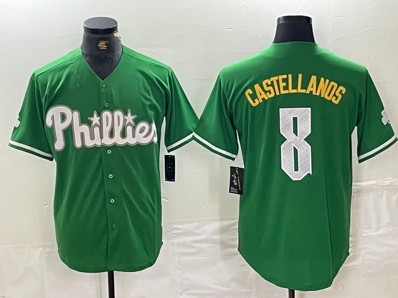 Authentic NBA jerseys with player number -Philadelphia Phillies #8 Nick Castellanos Green 2024 City Connect Stitched Baseball Jersey