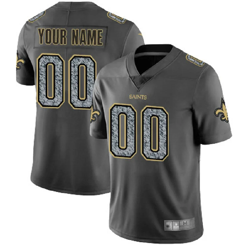 NBA jerseys with commemorative patches -Custom NO.Saints Gray Static Vapor Untouchable Limited Jersey American Stitched Jersey Football Jerseys