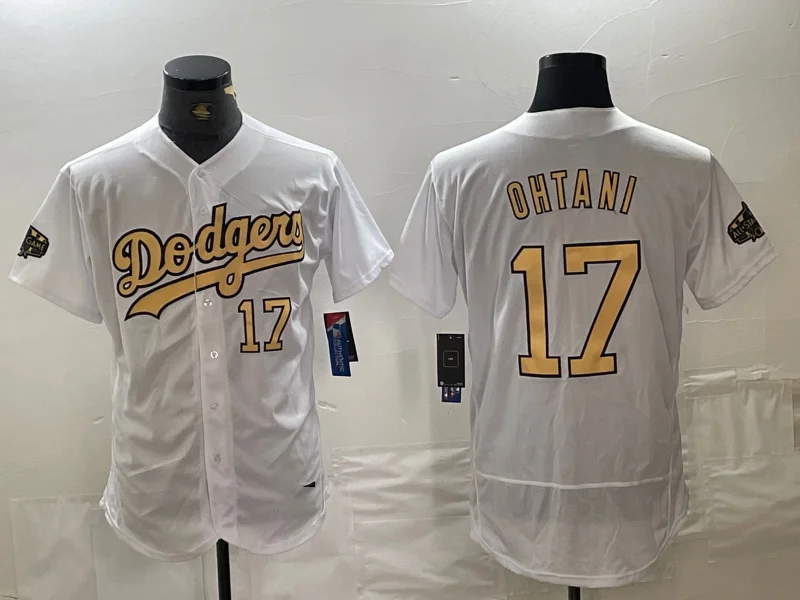 NBA home jerseys for men and women -Los Angeles Dodgers #17 Shohei Ohtani Number White 2022 All Star Stitched Flex Base Baseball Jerseys