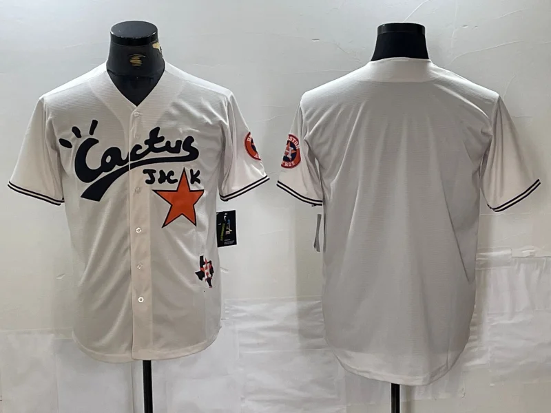 Custom NBA jerseys for sale -Houston Astros Blank Cream Cactus Jack Cool Base Jersey Baseball Jerseys