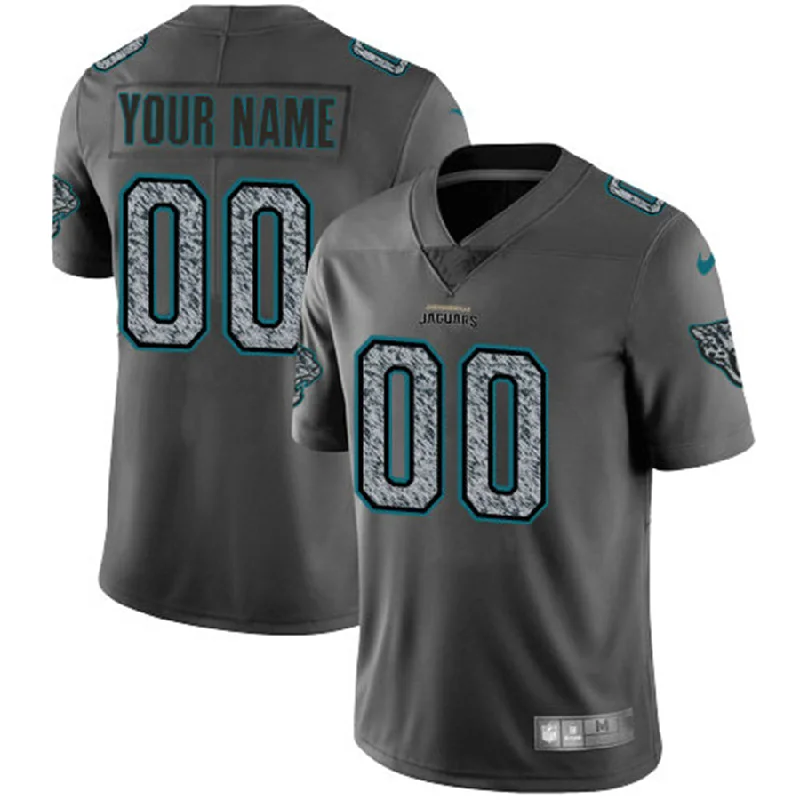 NBA jerseys with large team logos -Custom J.Jaguars Gray Static Vapor Untouchable Limited Jersey Stitched American Football Jerseys